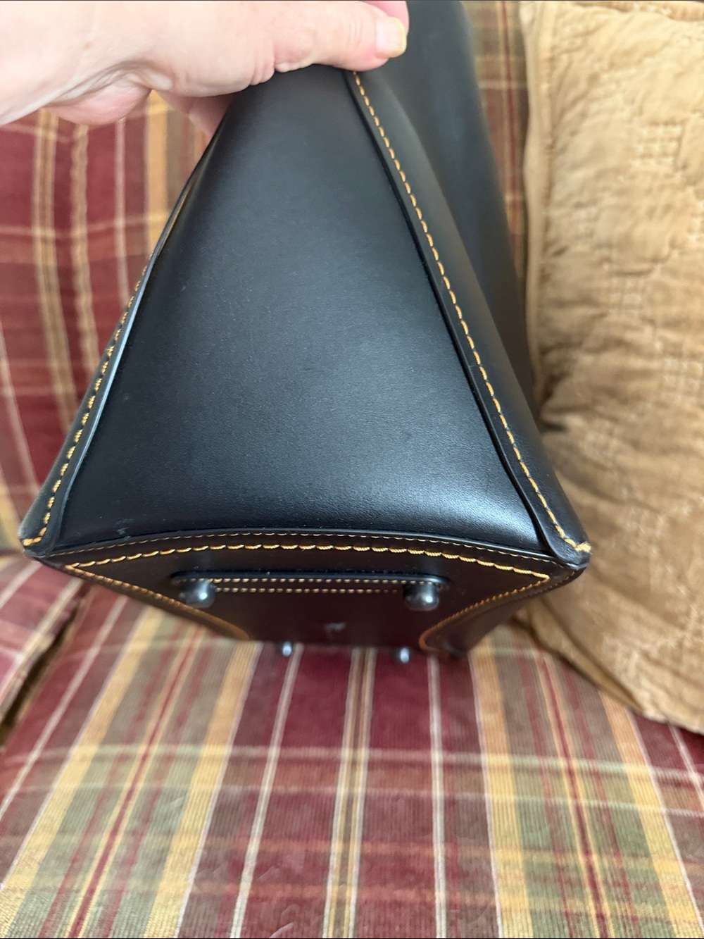 Coach Black Leather Tote with Braided Top Handles and Shoulder Strap - Picture 4 of 6